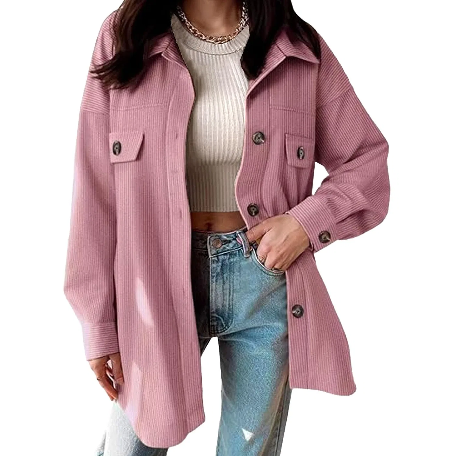 Женская рубашка из фланели оверсайз с длинным рукавом, Rosa
