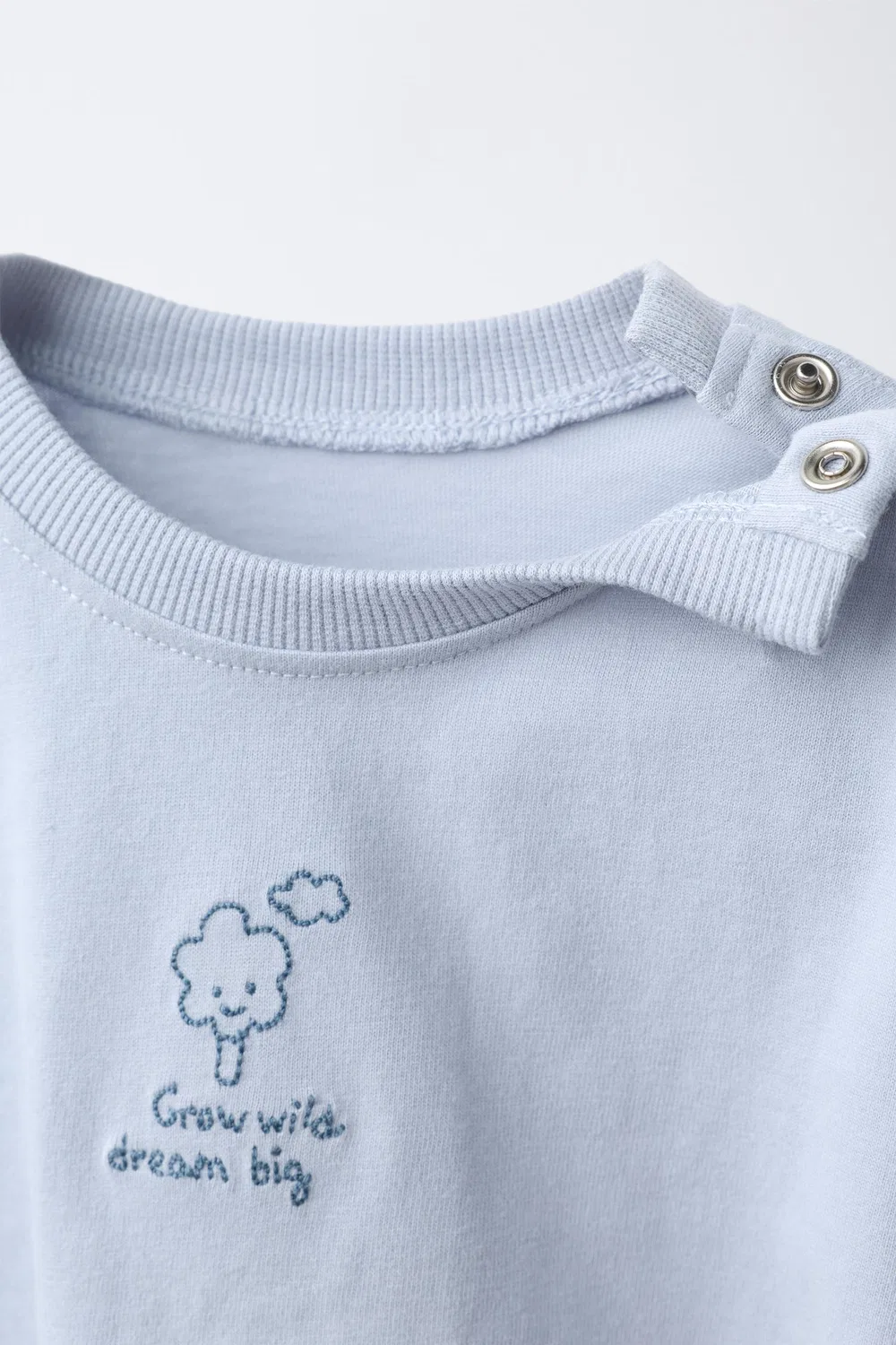 Футболка с вышивкой ZARA, Sky blue — фото 3