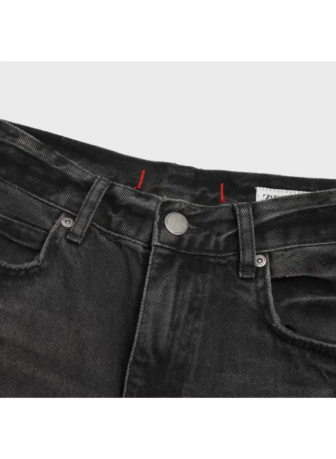Джинсы классические с вышивкой Zara, черно-серый — фото 4
