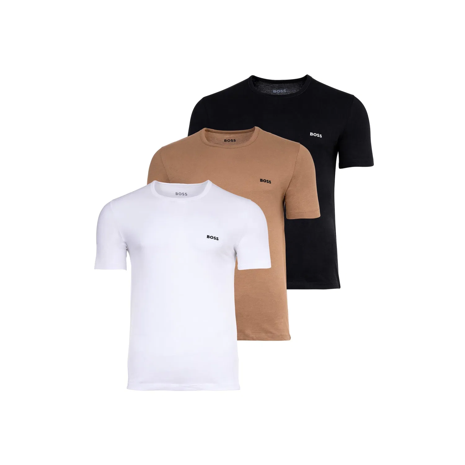 Детские футболки с логотипом BOSS, Black/White/Light Brown