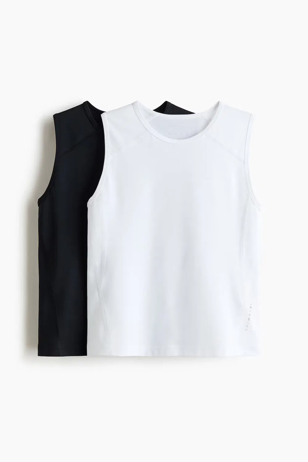 Комплект из 2 спортивных маек Drymove, приталенный крой H&M, Schwarz/Weiß