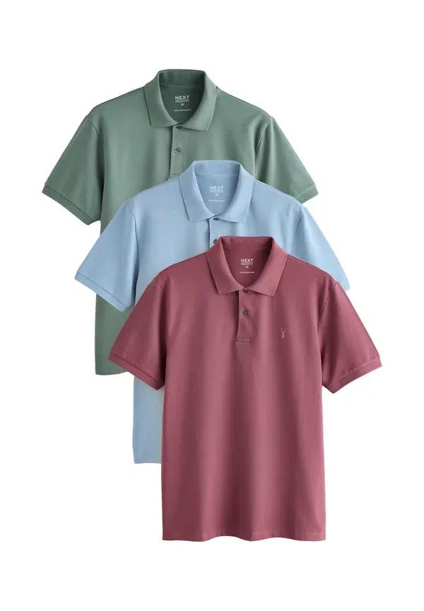 Комплект из 3 поло из пике, Regular, Next, Green, Damson, синий/зеленый