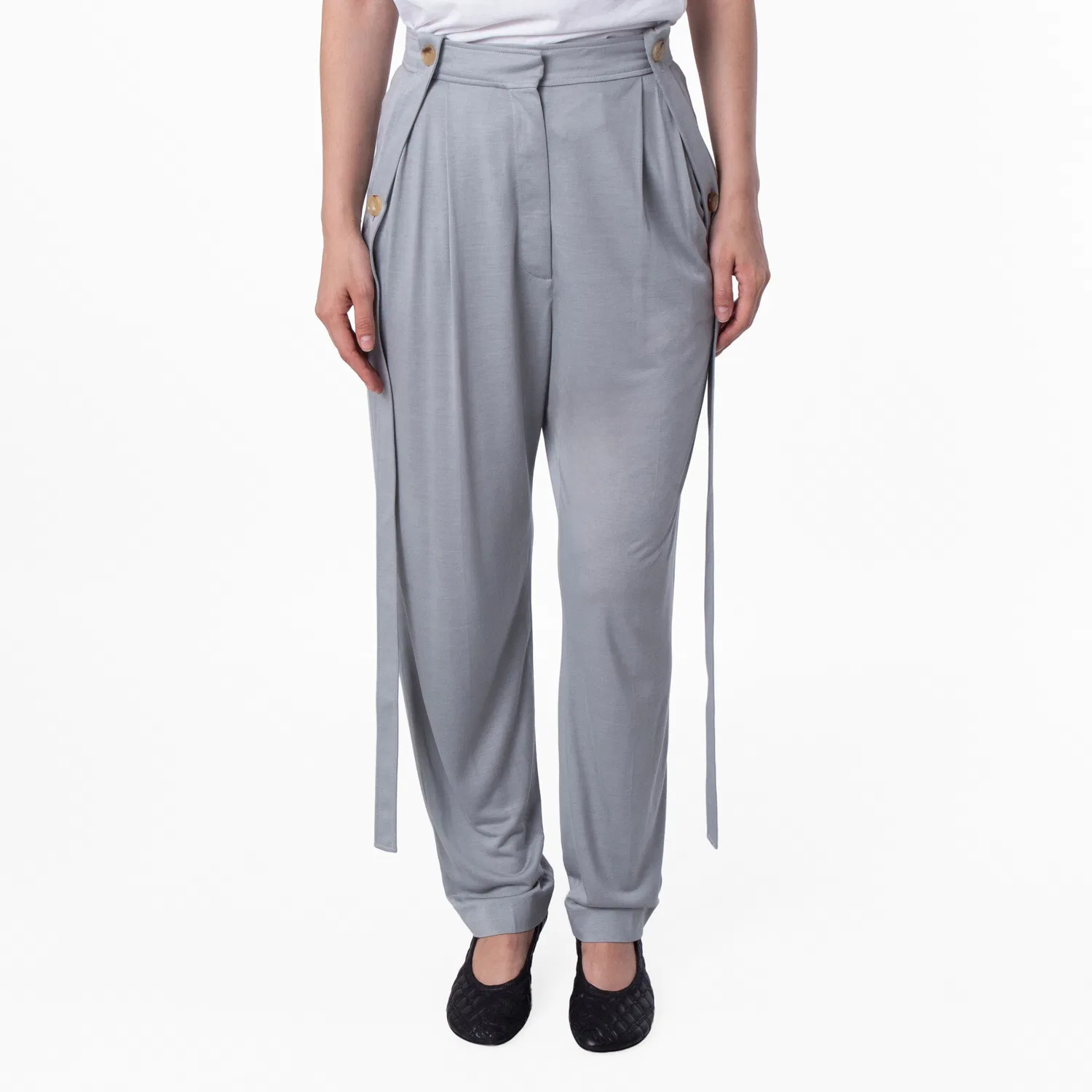 Брюки женские с защипами Heather Melange Strap Detail Jersey Tailored Burberry, Heather Melange