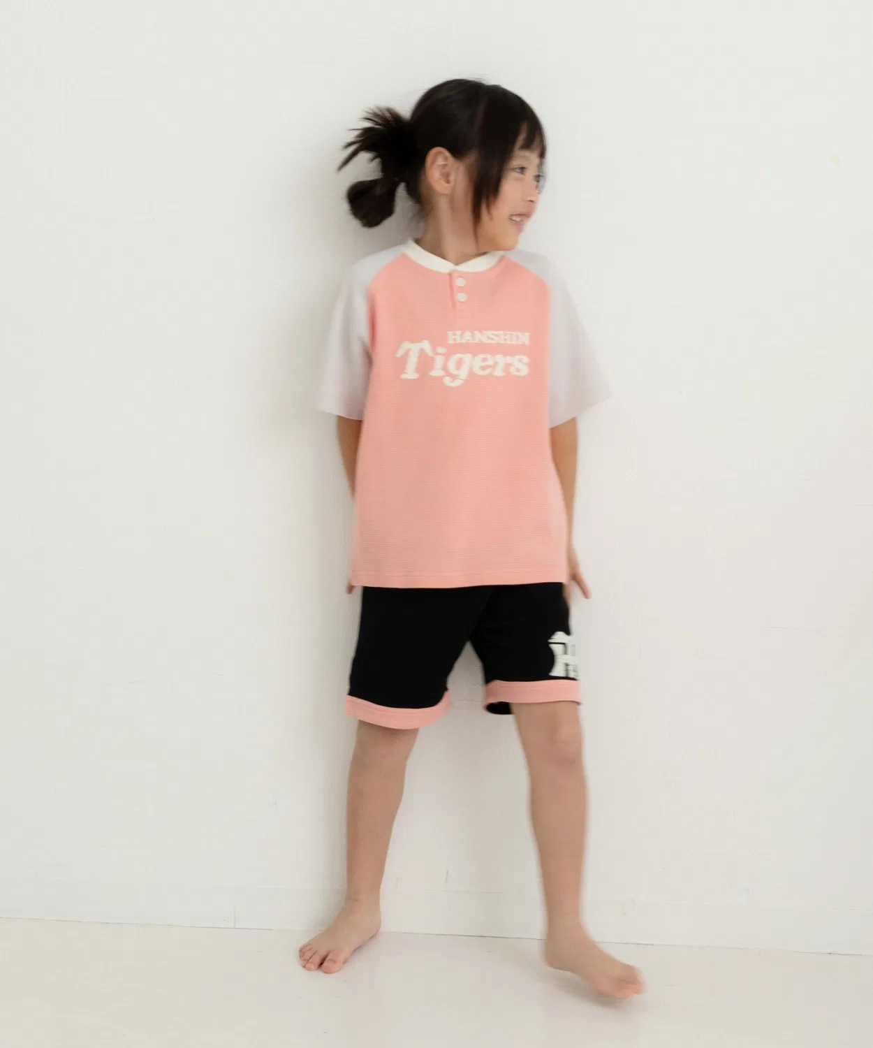 Детский комплект из футера с принтом и логотипом Hanshin Tigers, модель Waffle T-shirt Set Up, babybaby, Оранжевый
