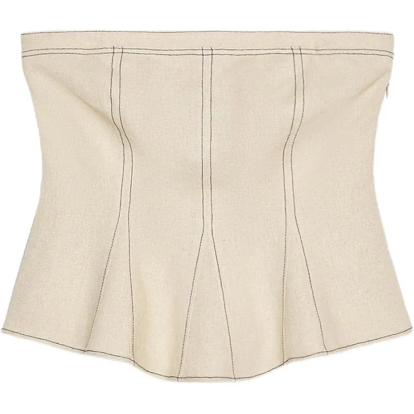 Женский топ без бретелей с приталенной талией Light Beige ZARA, Light Beige