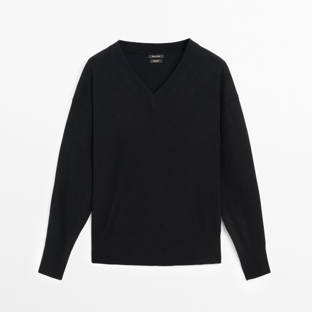 

Свитер Massimo Dutti Knit 100% Cashmere V-neck, черный