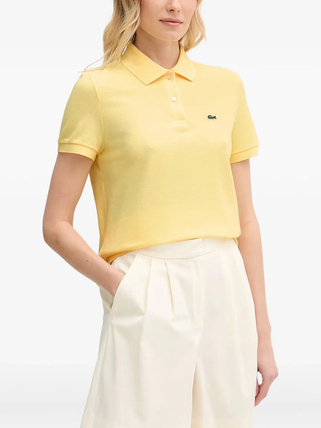 Поло желтое с нашивкой Lacoste, желтый