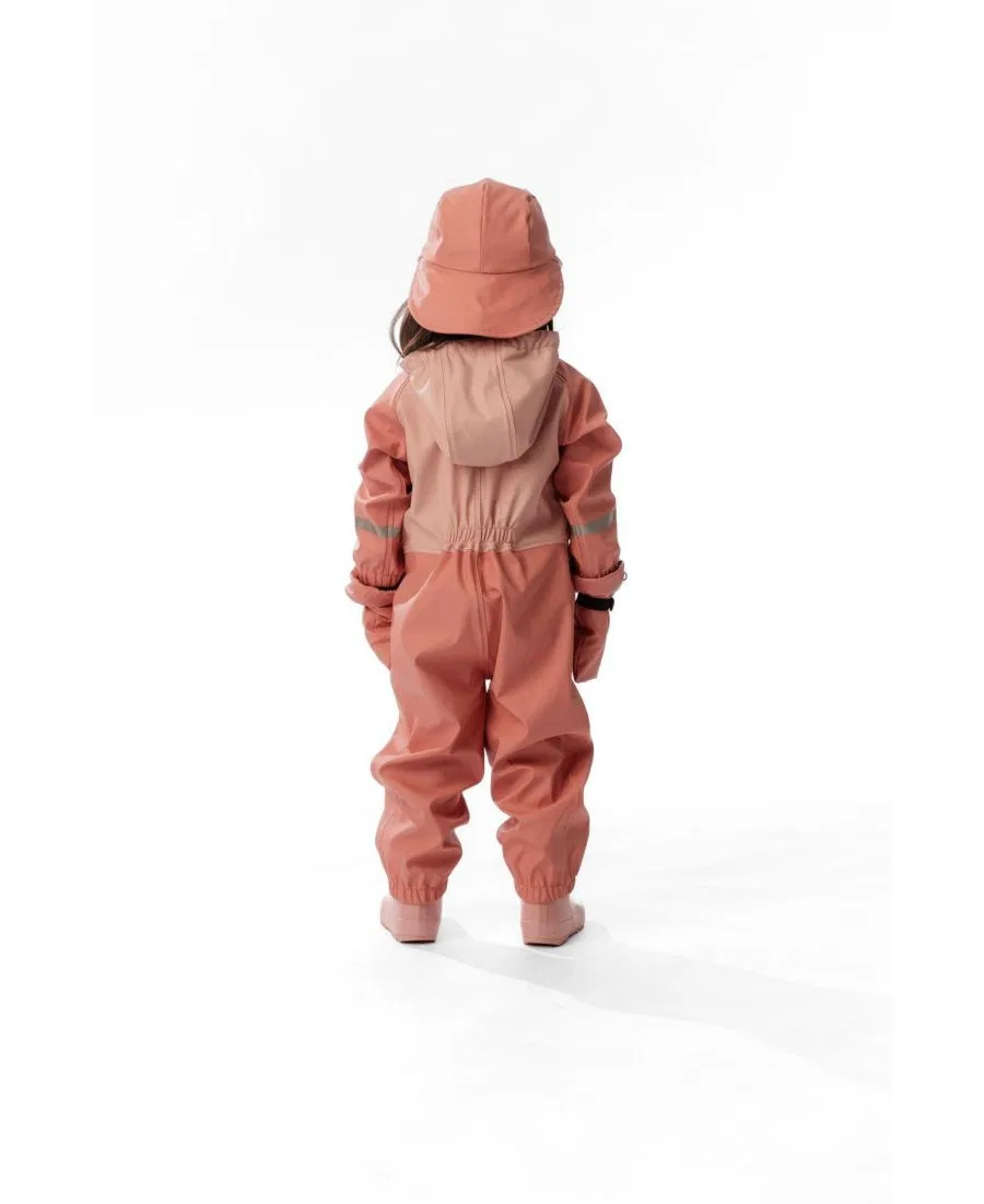 Детский дождевик-комбинезон с капюшоном, модель Rain One Piece Deux par Deux, Pink — фото 3