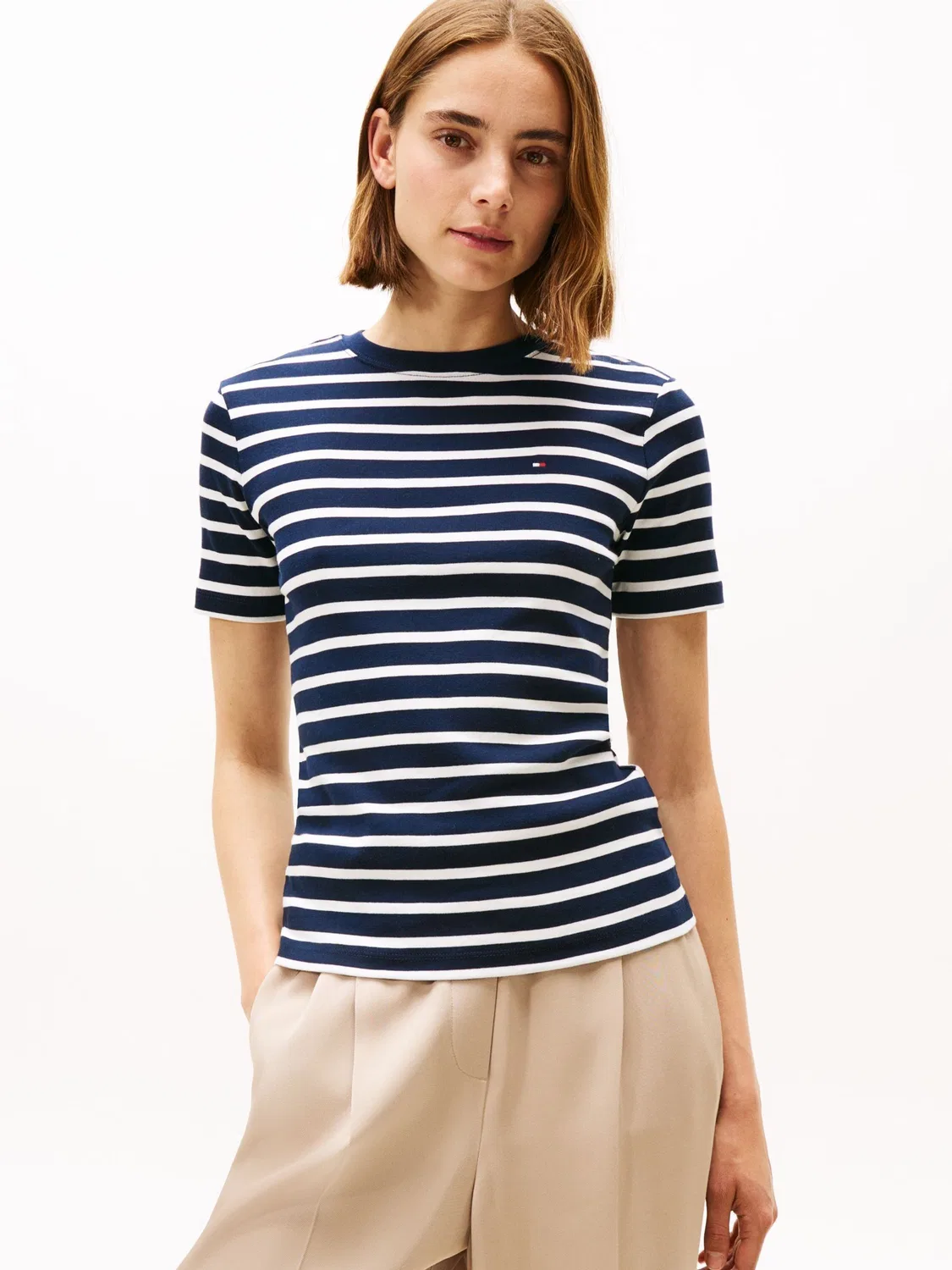 Футболка с круглым вырезом, облегающая Tommy Hilfiger, синий