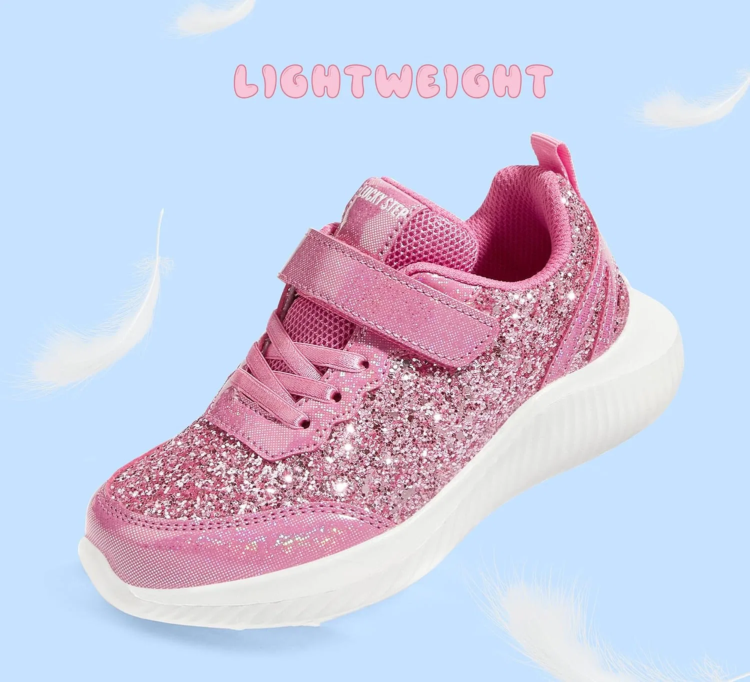 Детские кроссовки для девочек с блестками LUCKY STEP, Hot Pink — фото 4