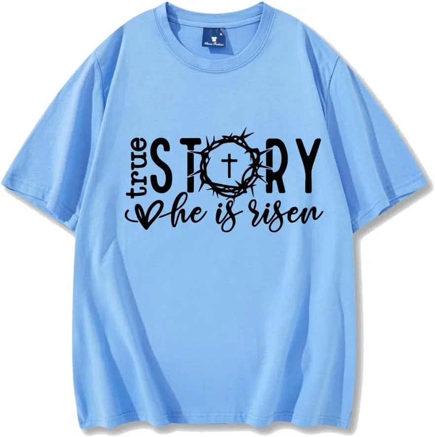 Женская футболка с принтом True Story, Sky Blue