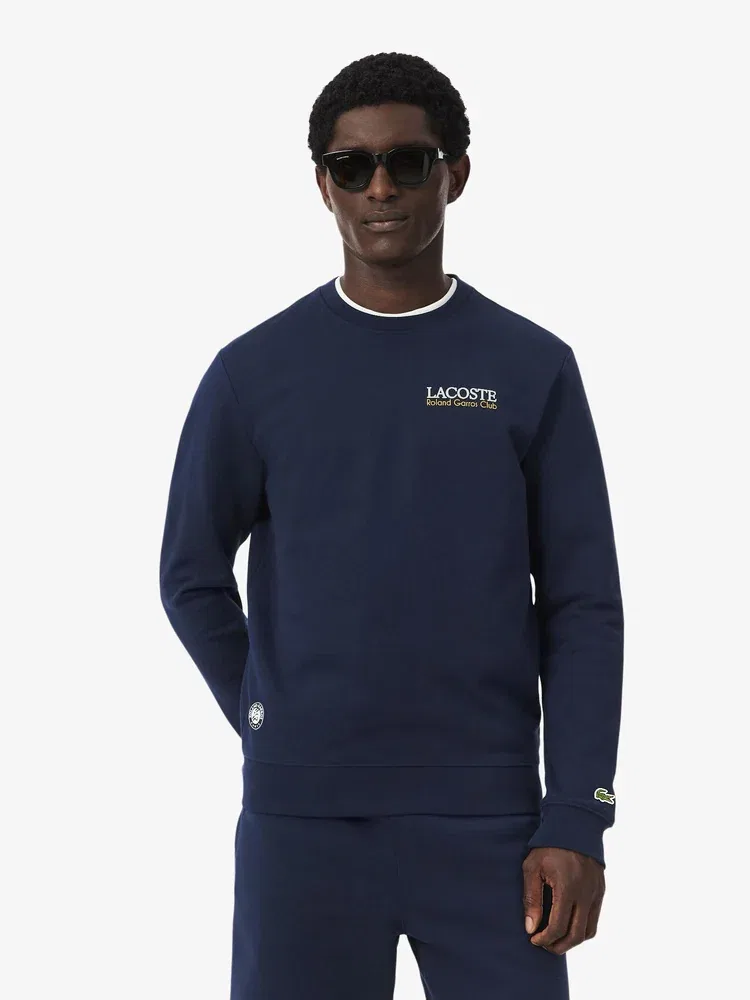 Свитшот мужской Lacoste Roland Garros, с графическим принтом, темно-синий
