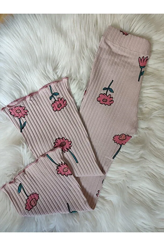 Детские леггинсы для девочек с принтом Lilac Flower Spanish Leg Children's Leggings Elastic Waist Babyelisco, Lilac