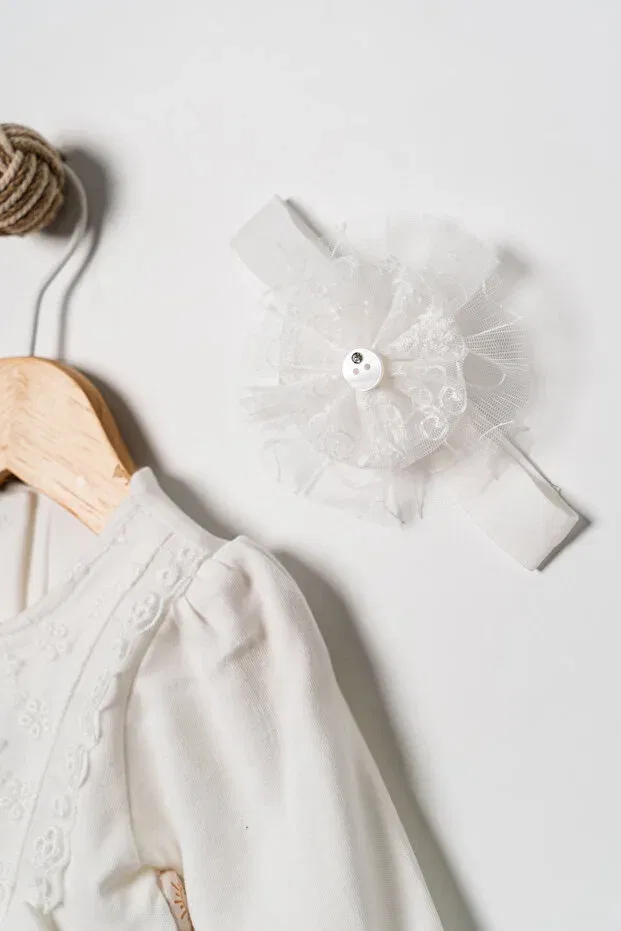 Детское платье для девочек с кружевом Miniday Baby, Ecru — фото 4