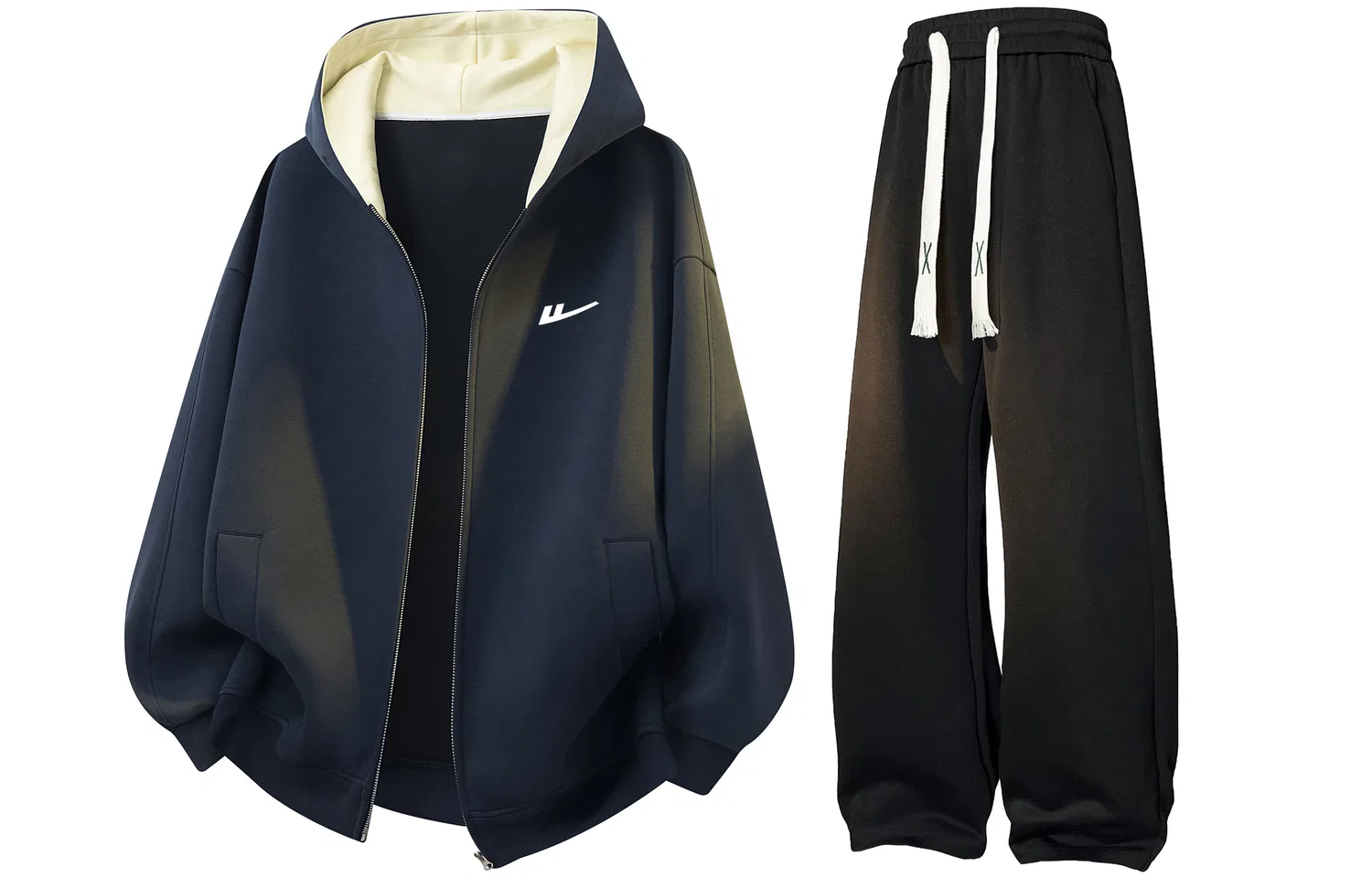 Детский комплект спортивной одежды с флисовой подкладкой Navy Blue Fleece-Lined + Premium Black Riding The Wind Collection WARRIOR