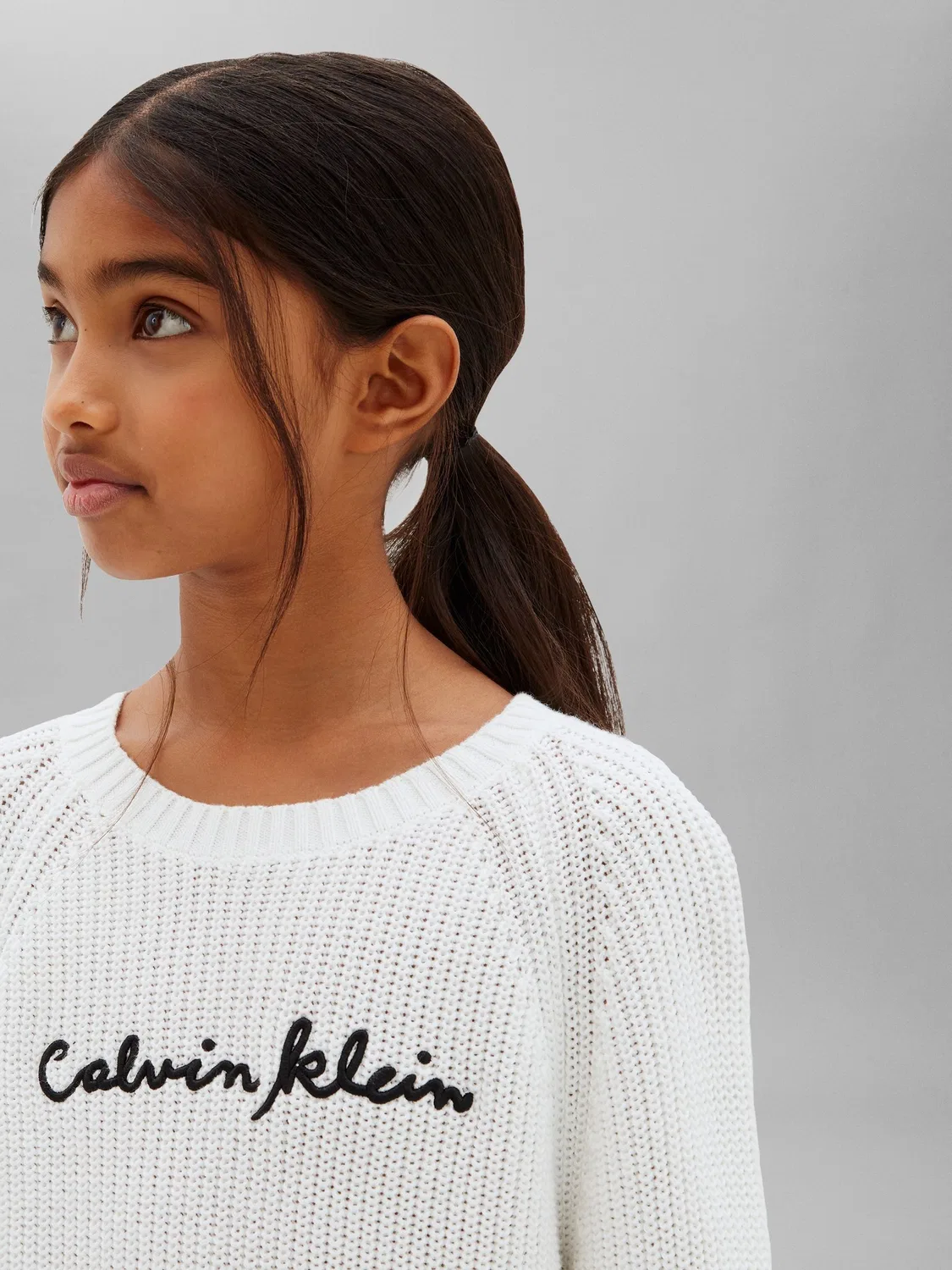 Джемпер с фактурной вязкой Calvin Klein Jeans, белый — фото 4