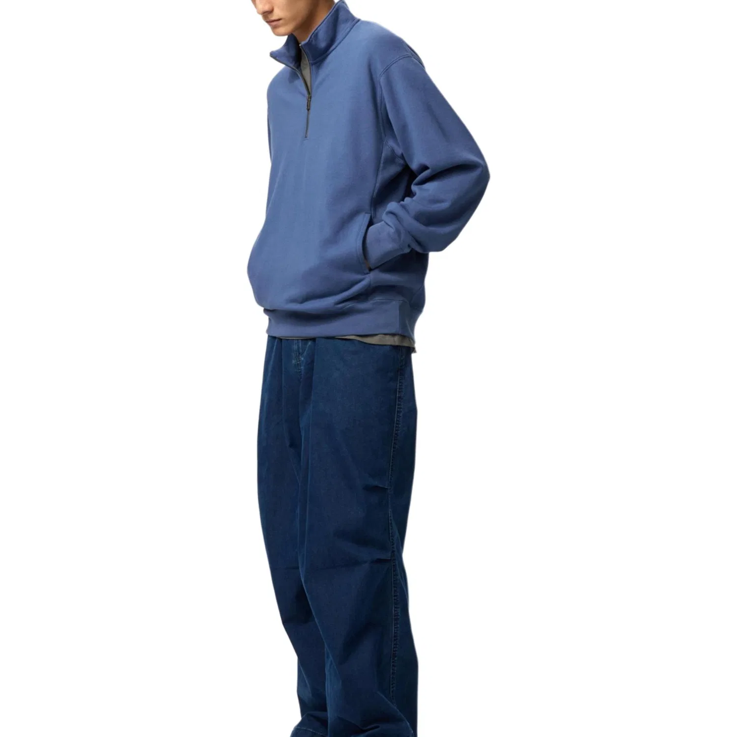 Свитшот с воротником-стойкой, Unisex, UNIQLO, Blue
