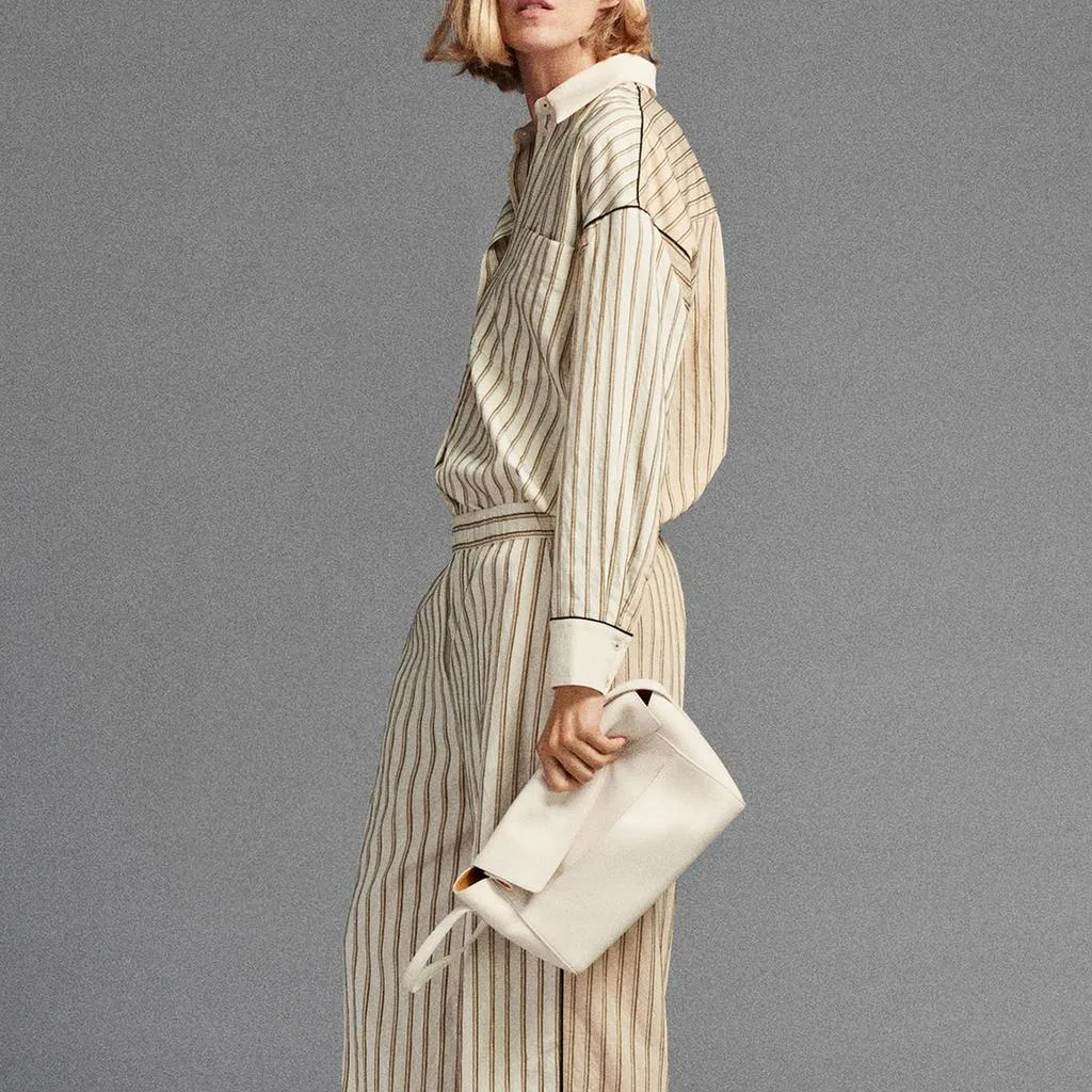 Женская рубашка с воротником-лацканом ZW Shirts Women's White Lapel ZARA, Raw White — фото 4