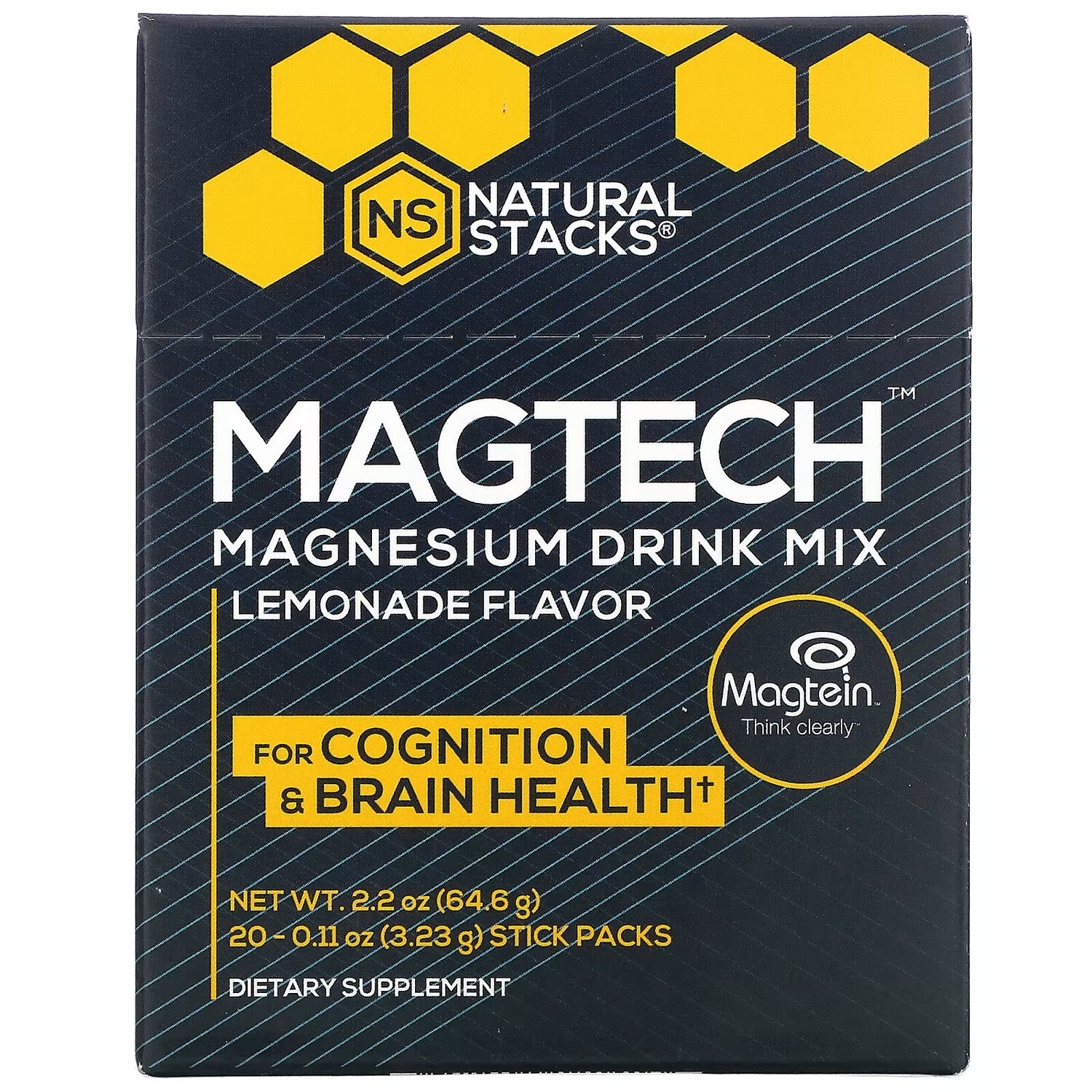 

Natural Stacks, MagTech, Смесь для приготовления напитков с магнием, лимонад, 20 пакетиков в стиках по 3,23 г (0,11 унции) каждый