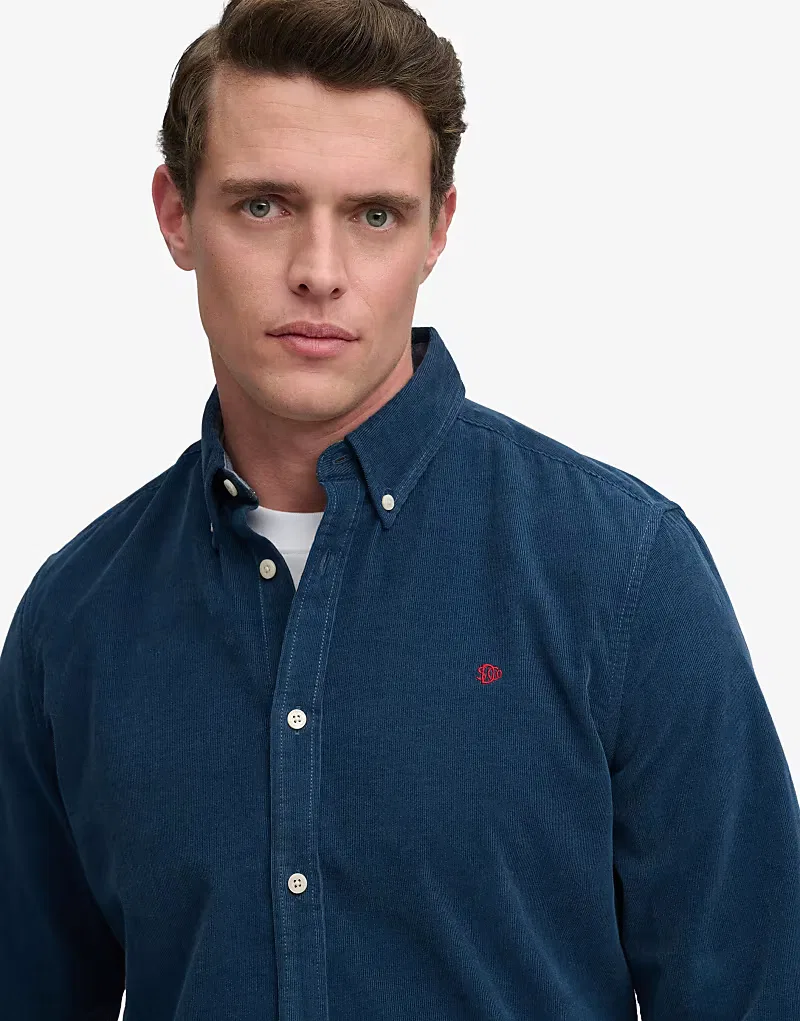 Классическая рубашка Superdry из вельвета, фирменного, синий — фото 3