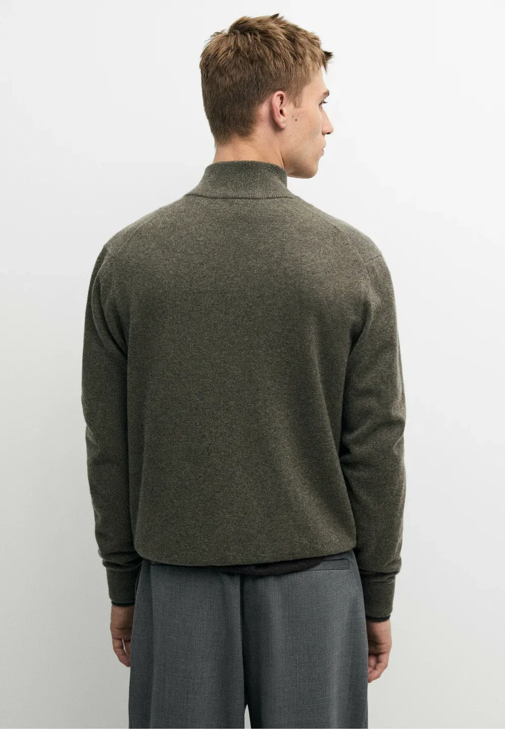 Вязаный кардиган на молнии из 100% кашемира - кардиган Massimo Dutti, Green — фото 3