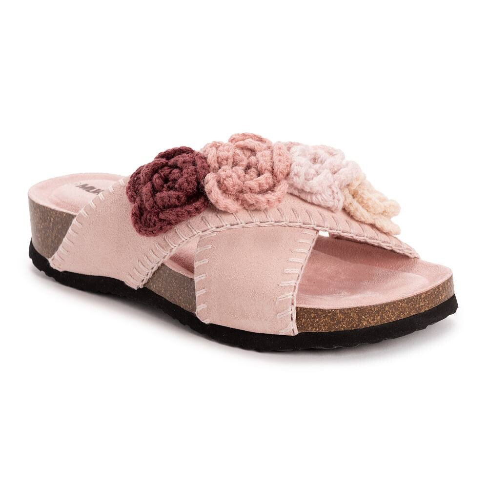 MUK LUKS Penelope Женские замшевые шлепанцы с цветочным принтом, цвет Blush