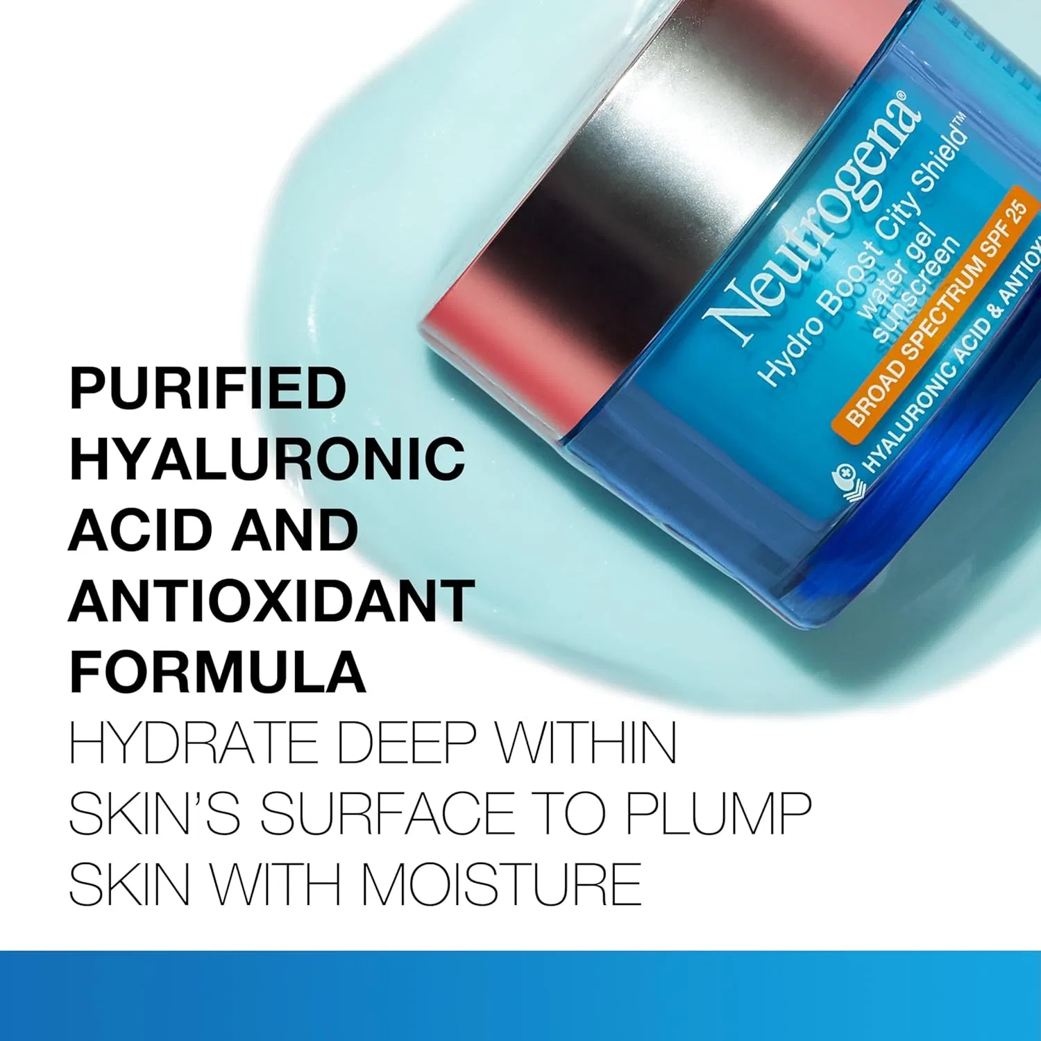 Солнцезащитный увлажняющий гель для лица Neutrogena Hydro Boost City Shield SPF 25 с гиалуроновой кислотой, 1.7 fl oz — фото 3