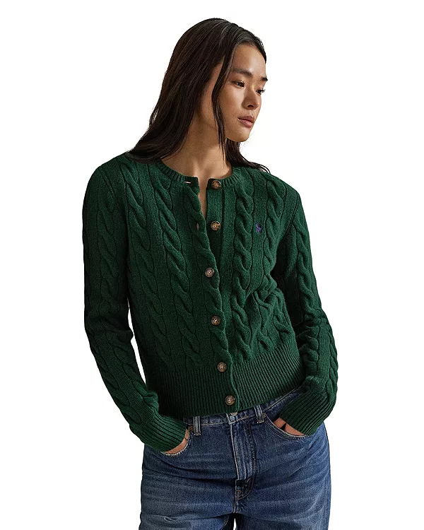 

Кардиган из шерсти и кашемира с косами Ralph Lauren, зеленый