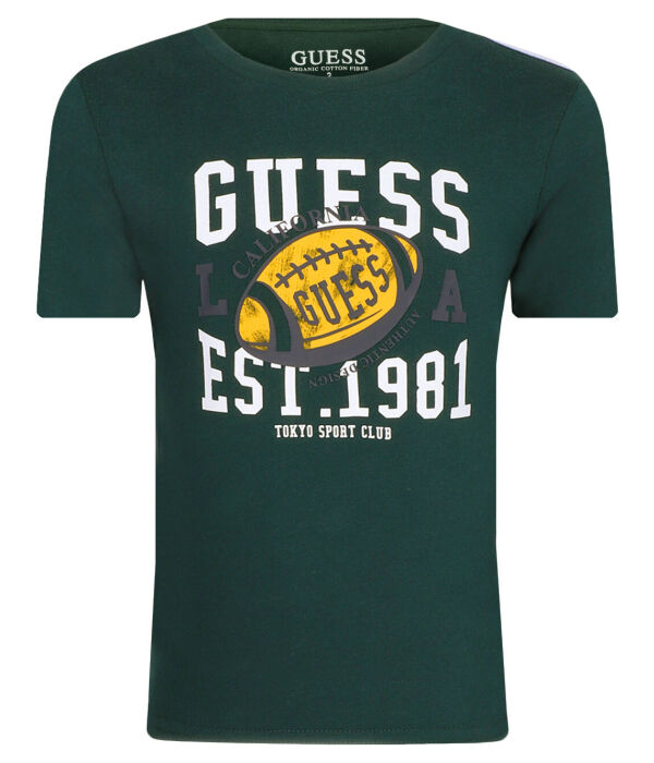 

Футболка Guess Regular Fit с принтом, зеленый