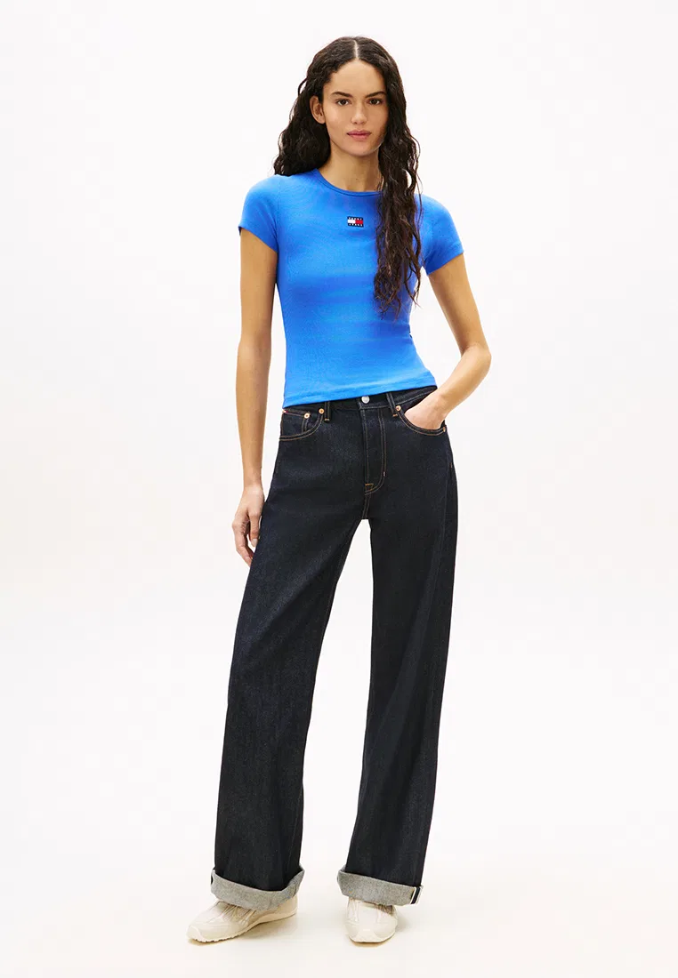 Топ женский, ribbed slim, Tommy Jeans Tommy Hilfiger, синий — фото 4