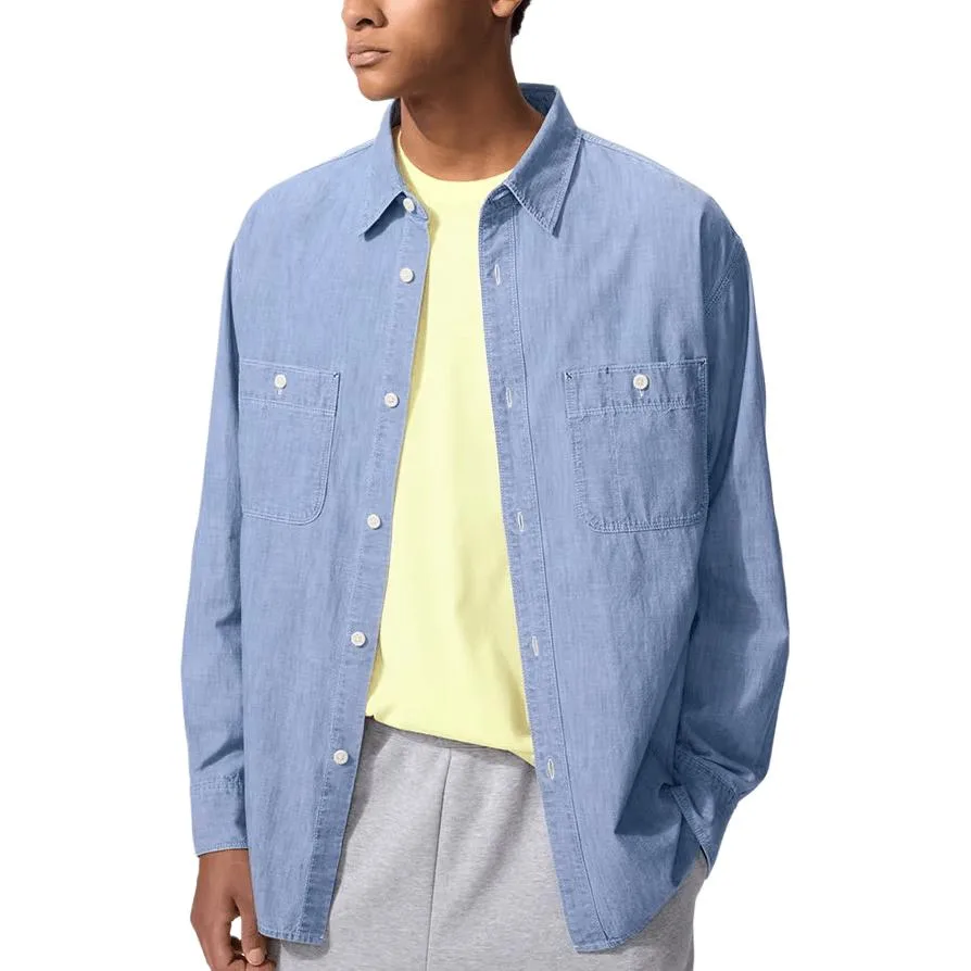 UNIQLO Рубашка мужская 61 Aqua Blue с лацканом