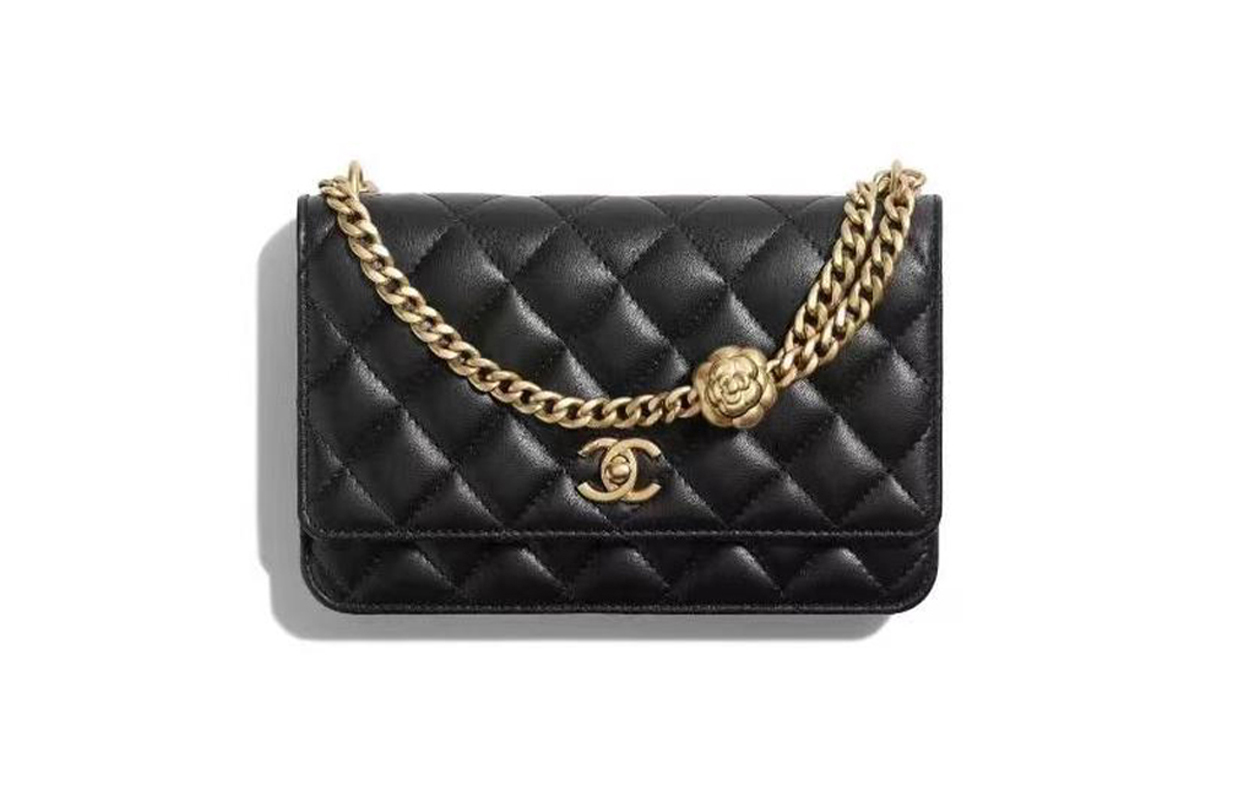 

CHANEL Кошелек Camellia Adjusting Buckle Chain With Gold Cc Logo Woc Black