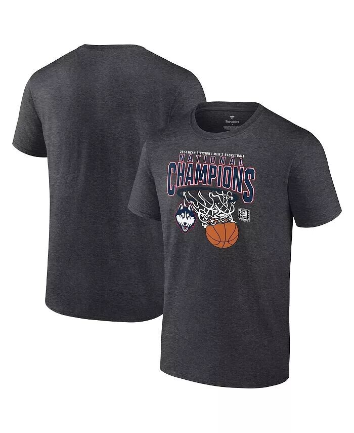 

Мужская угольная футболка UConn Huskies 2024 NCAA Мужская баскетбольная футболка National Champions Core Fanatics, серый