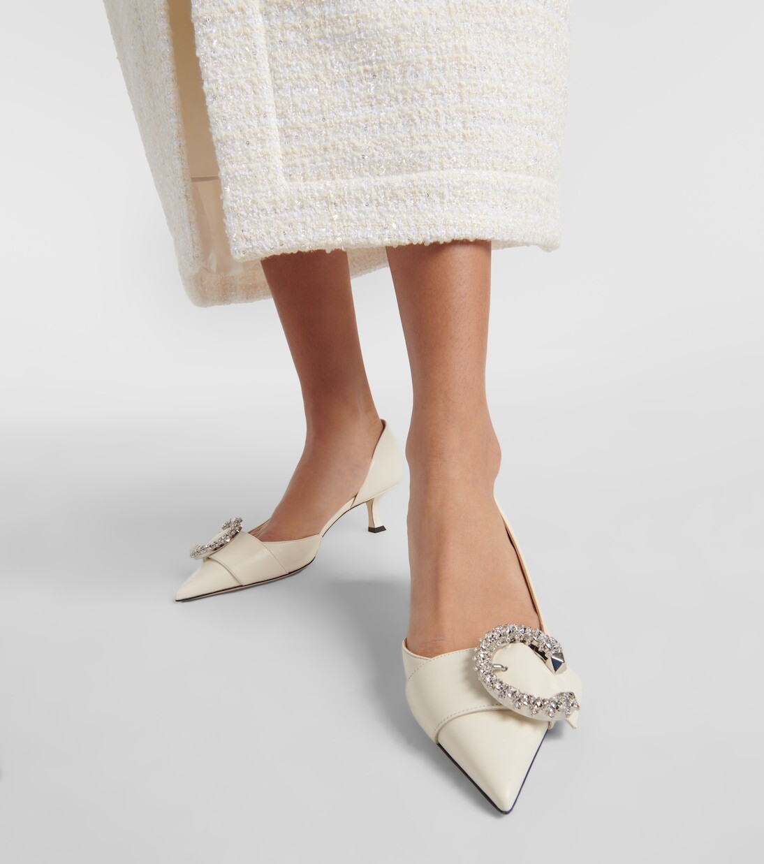 Кожаные туфли melva 50 с украшением Jimmy Choo, белый — фото 4