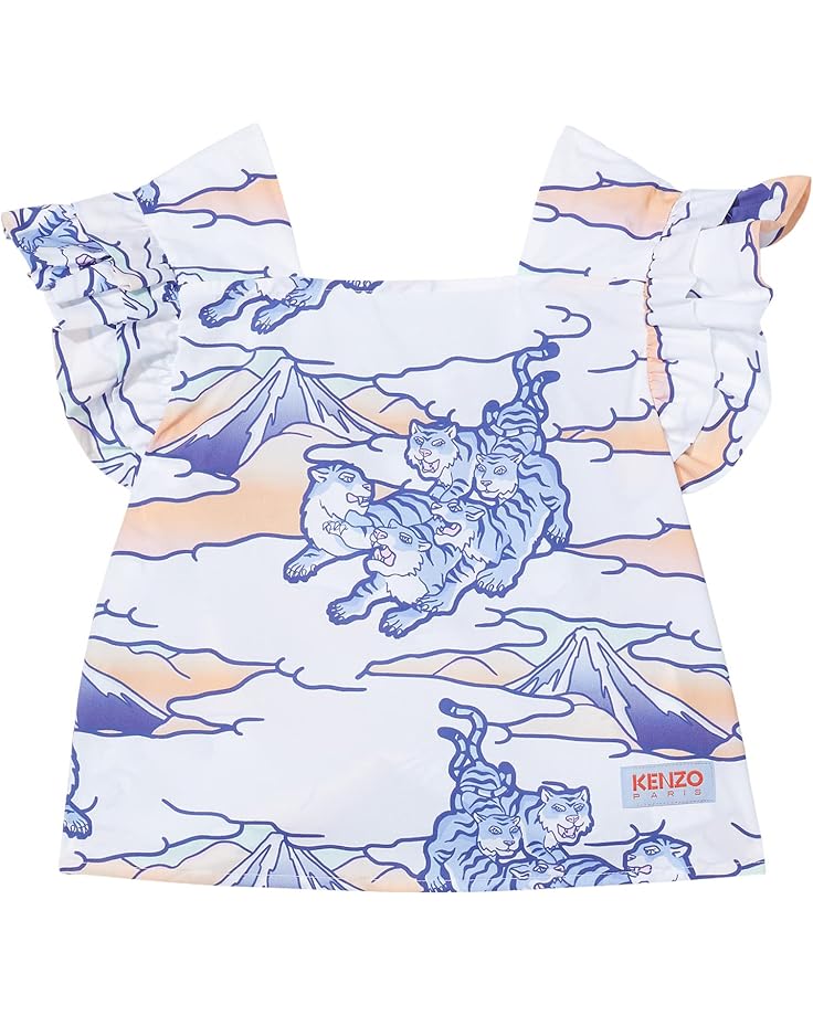 

Рубашка Kenzo Kids Poplin Shirt with All Over Print, белый