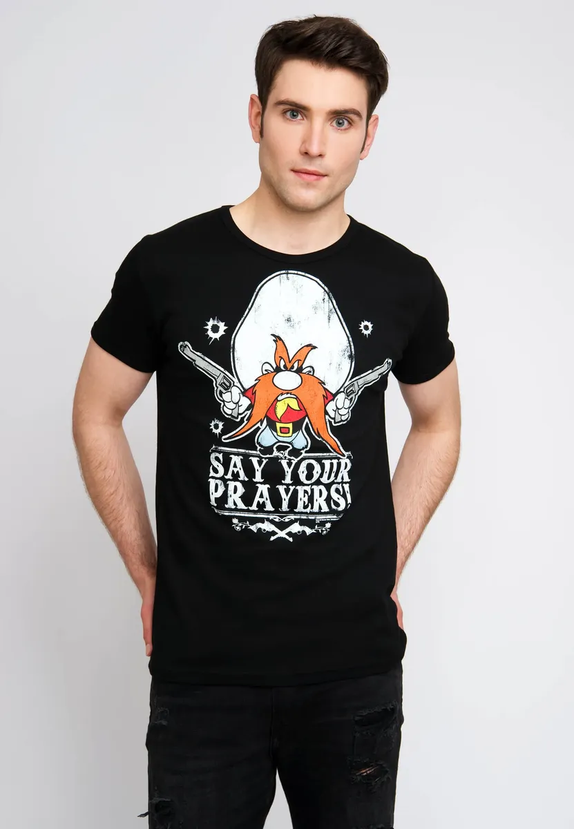 

Футболка Logoshirt "Looney Tunes - Yosemite - Prayer" с крутым ретро-принтом, черный