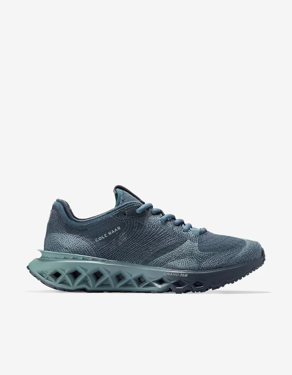 

Мужские кроссовки из вышитого трикотажа и кожаных деталей Cole Haan, синий