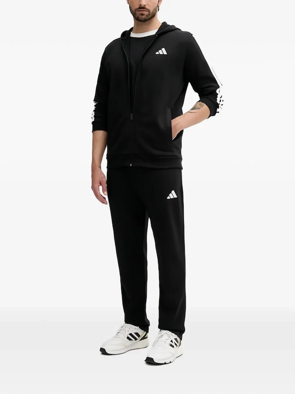 Спортивный костюм с логотипом и застежкой-молнией Adidas, черный — фото 2