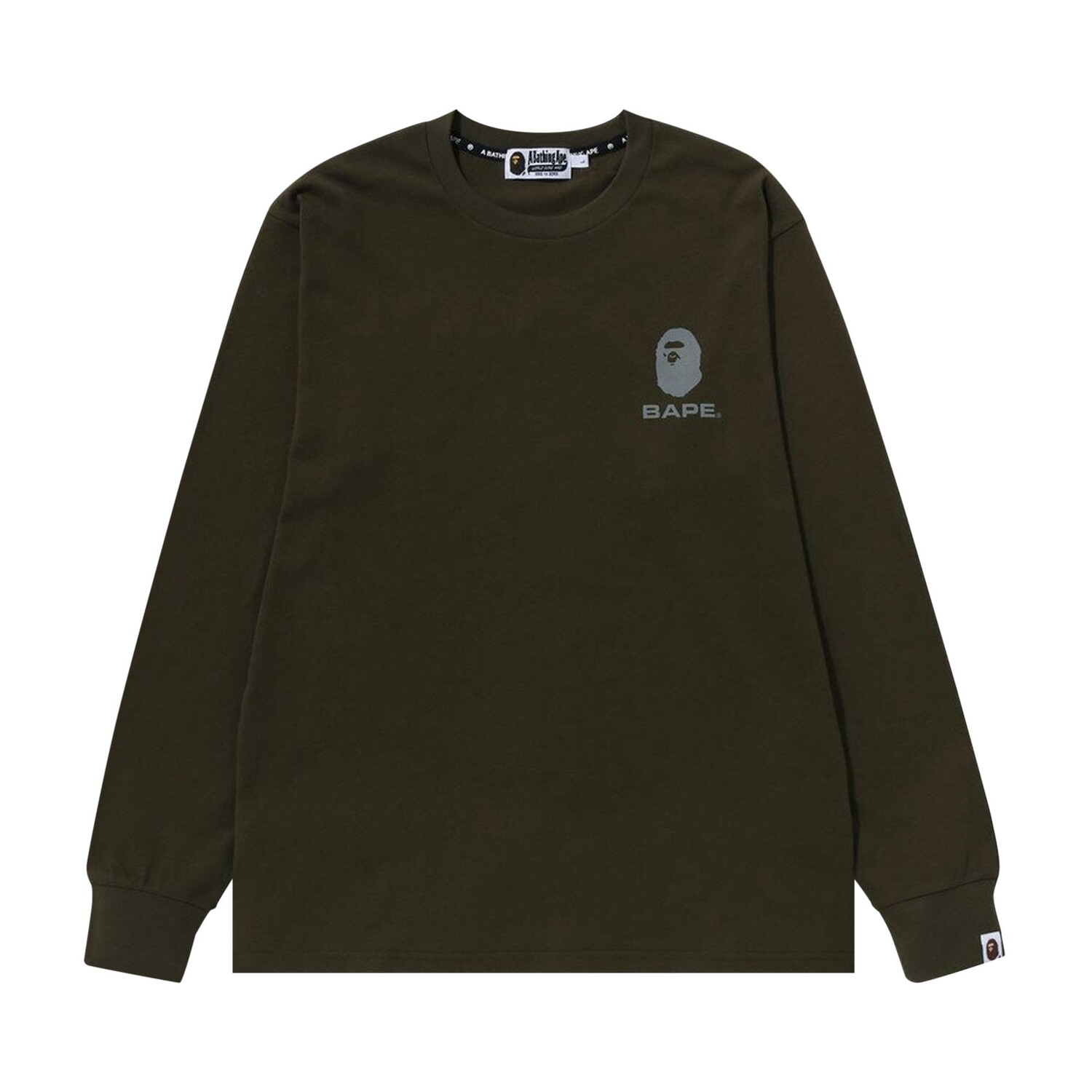

Футболка с длинными рукавами со светоотражающим принтом BAPE, Olive Drab