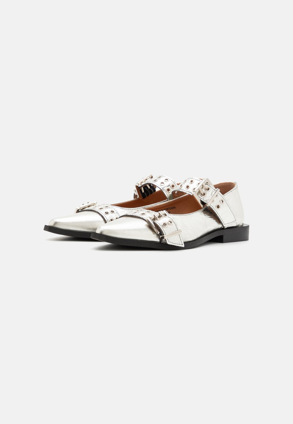 Балетки с ремешком на щиколотке BIAVICTORIA DOUBLE BUCKLE BALLET FLAT METALLIC Bianco, серебристый — фото 2