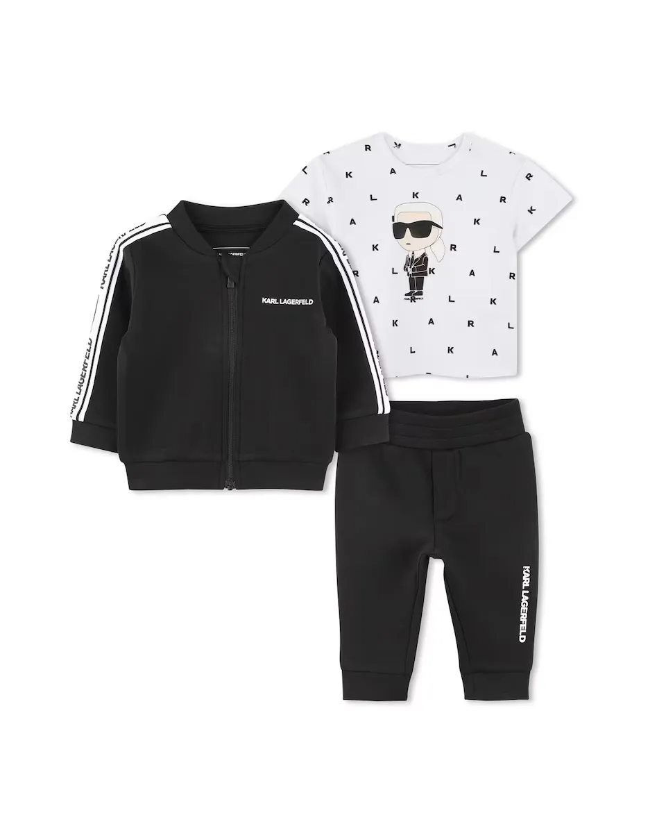 

Комплект из спортивного костюма для мальчика и футболки с принтом Karl Lagerfeld Kids, черный