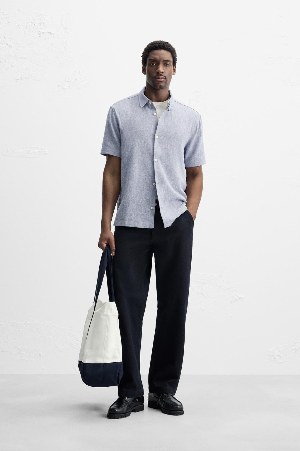 

Текстурная рубашка ZARA, цвет Sky blue