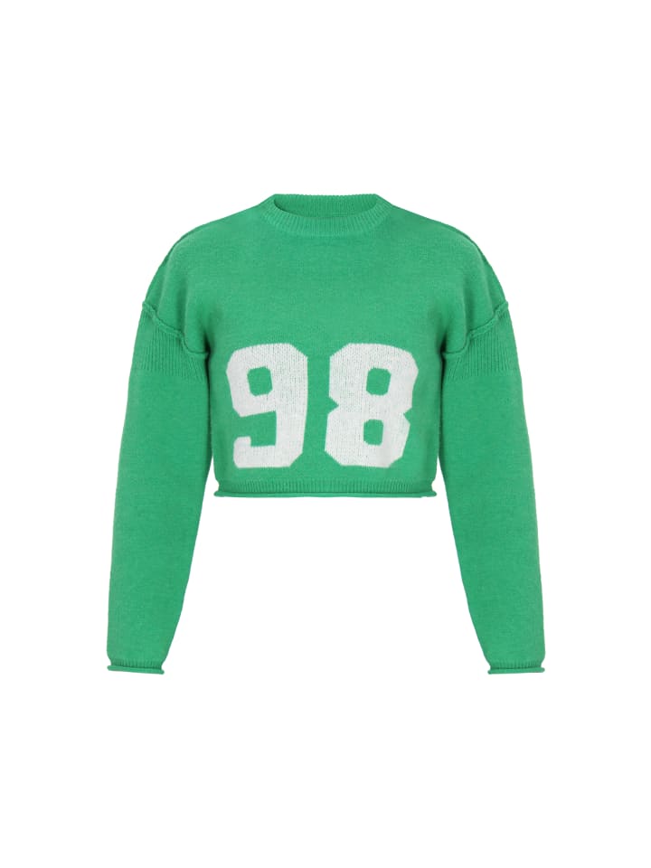 

Женский свитер зеленого и белого цвета myMo