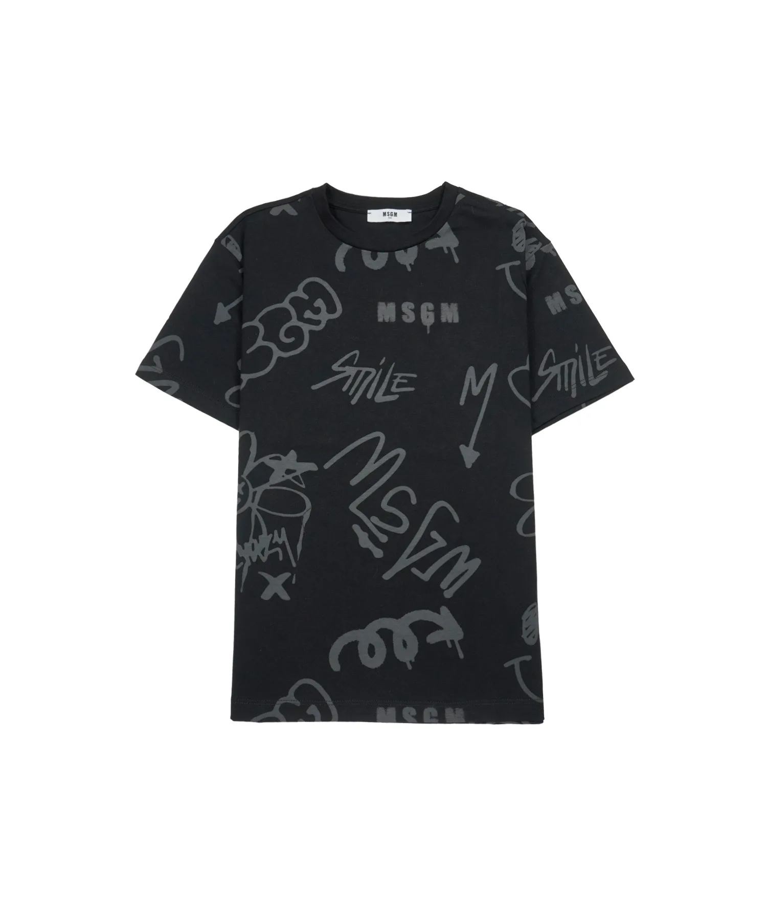 Детская футболка с мультиграфити MSGM KIDS Multigraffiti чёрная