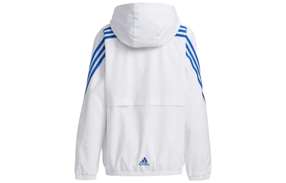 Детская куртка с капюшоном Adidas, White Cobalt Blue — фото 4