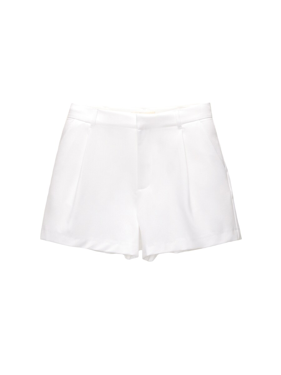 

Широкие брюки со складкой спереди Pull&Bear, белый