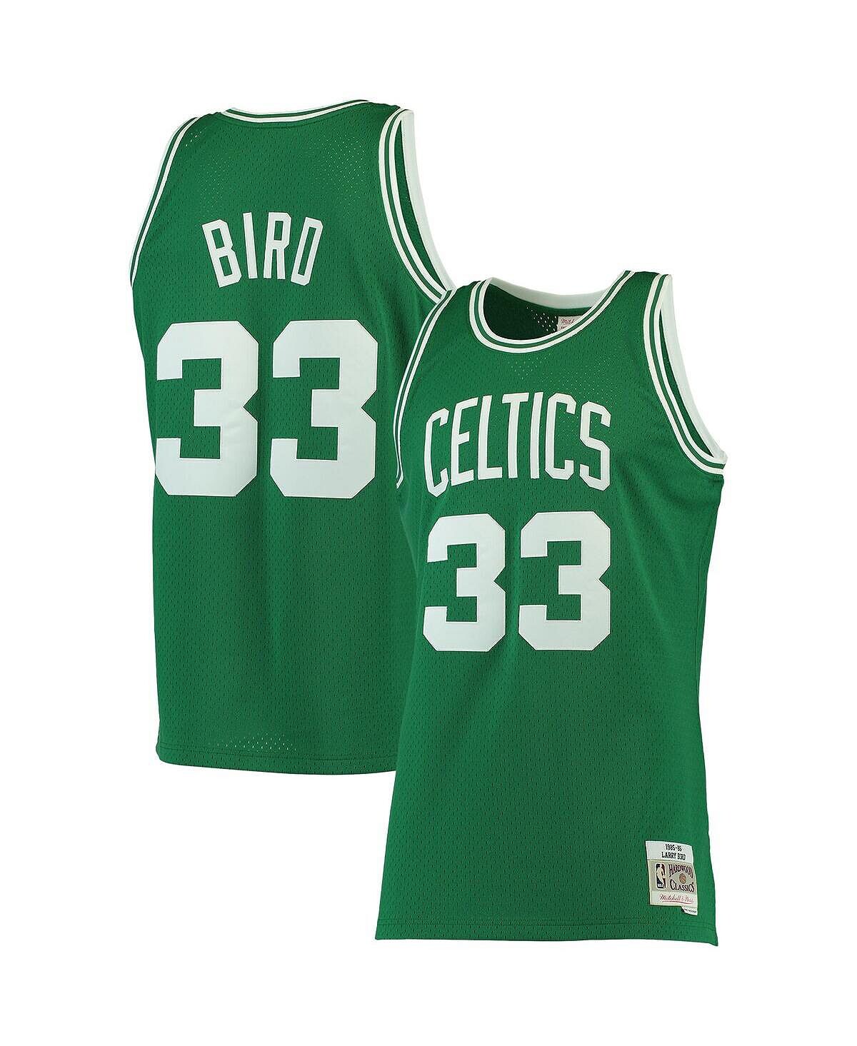 

Мужское джерси Larry Bird Kelly Green Boston Celtics Big and Tall Hardwood Classics Mitchell & Ness