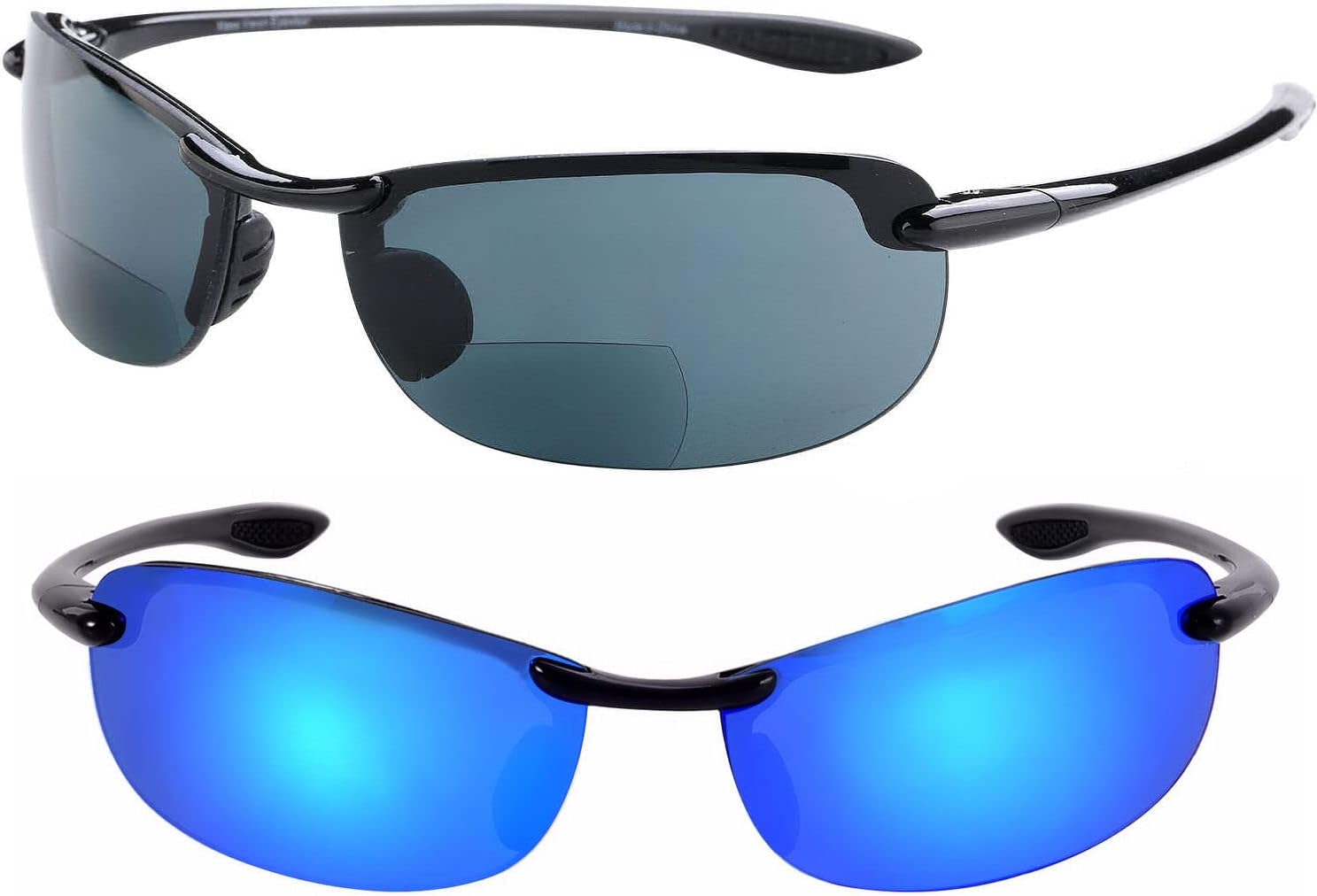 

Солнцезащитные очки Mass Vision 'The Raptor' (2 пары) с легкими поляризованными бифокальными линзами и максимальной защитой от ультрафиолетового излучения и бликов, Black/Open Road Blue