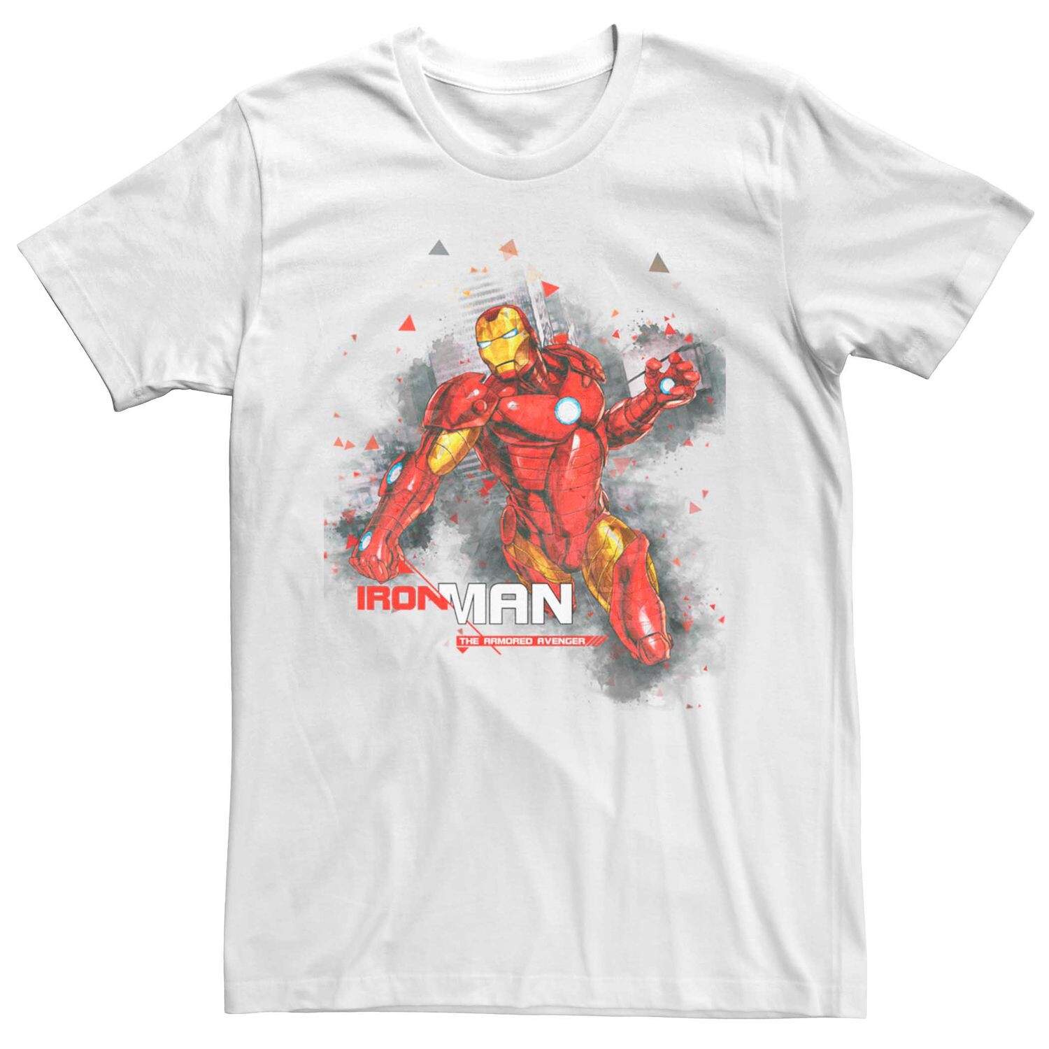 

Мужская футболка с акварельными брызгами и портретом Marvel Iron Man Licensed Character