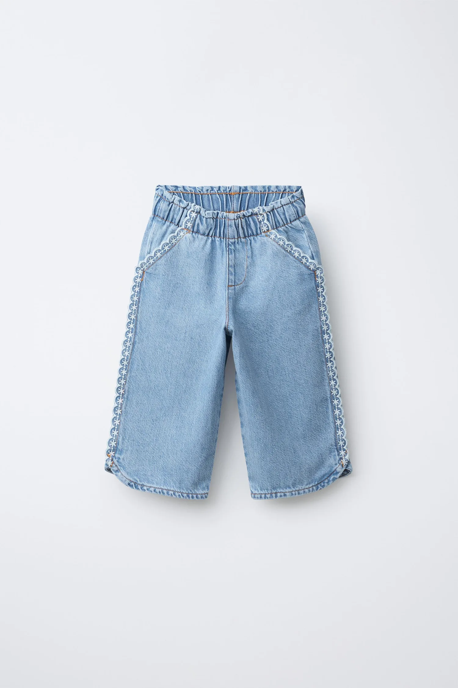 Кюлоты с вышивкой шиффли Zara, светло-голубой